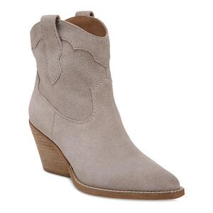 ZODIAC Womens Gray Pull-Tabs Roslyn Toe Stacked Heel Leather Western Boot 10 M